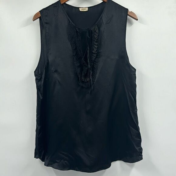 L’AGENCE Silk Ruffled Tank Top with Leather Neck Tie 8 - Picture 1 of 9